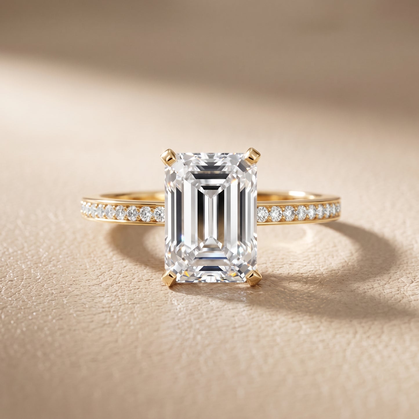 Naia Hidden Halo Emerald Diamond Ring in Yellow Gold - front.jpg