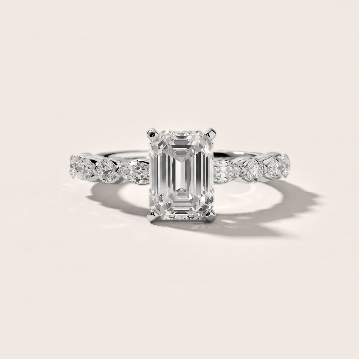 Lidia Leaf Garland Emerald Diamond Engagement Ring in Silver - front.jpg