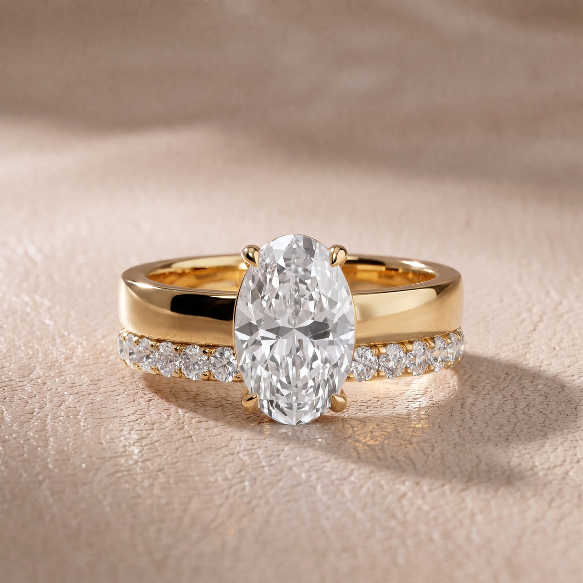 Josephine Split Shank Pavé Oval Diamond Engagement Ring in Yellow Gold - front.jpg