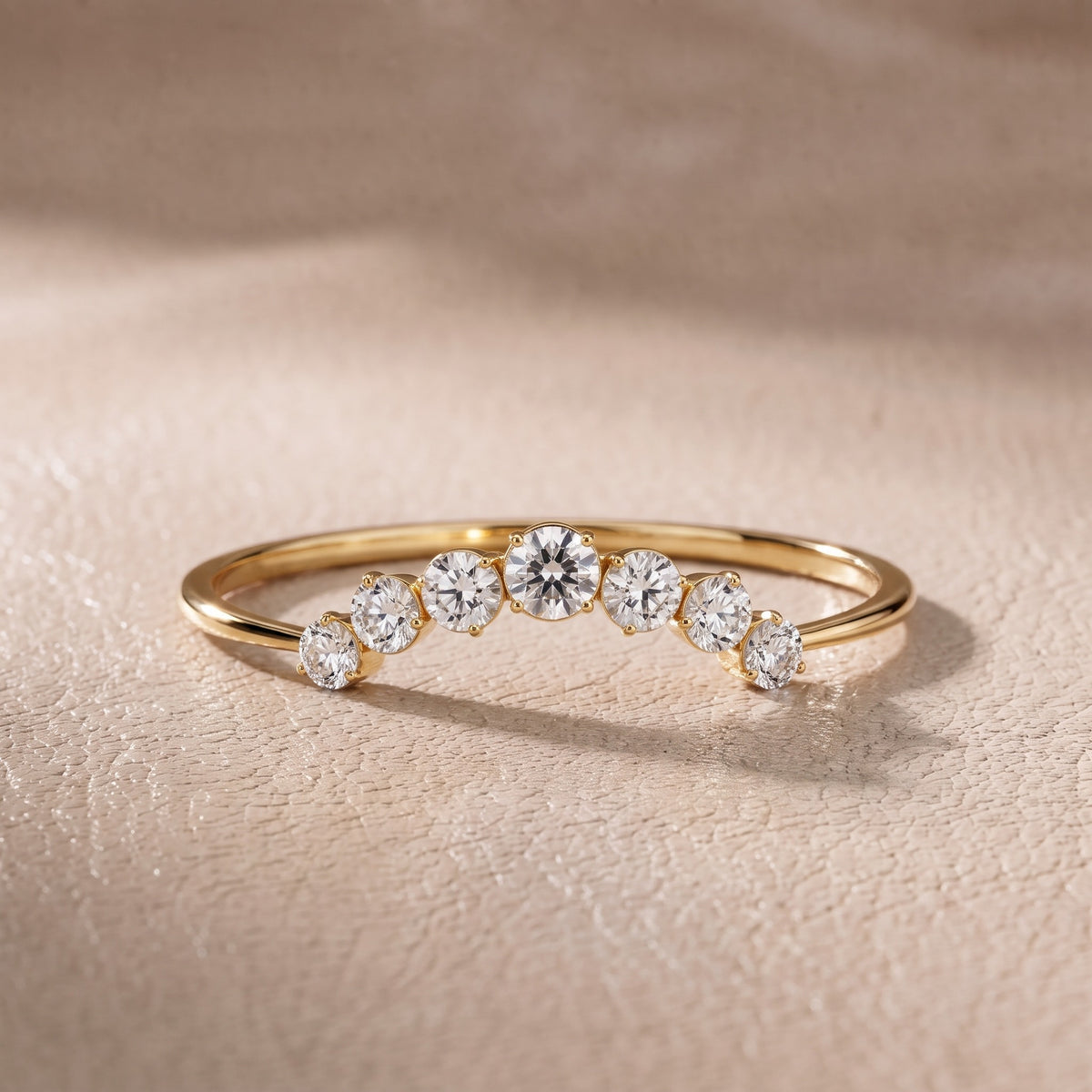 Victoria Curved Round Diamond Stackable Ring in Yellow Gold - front.jpg
