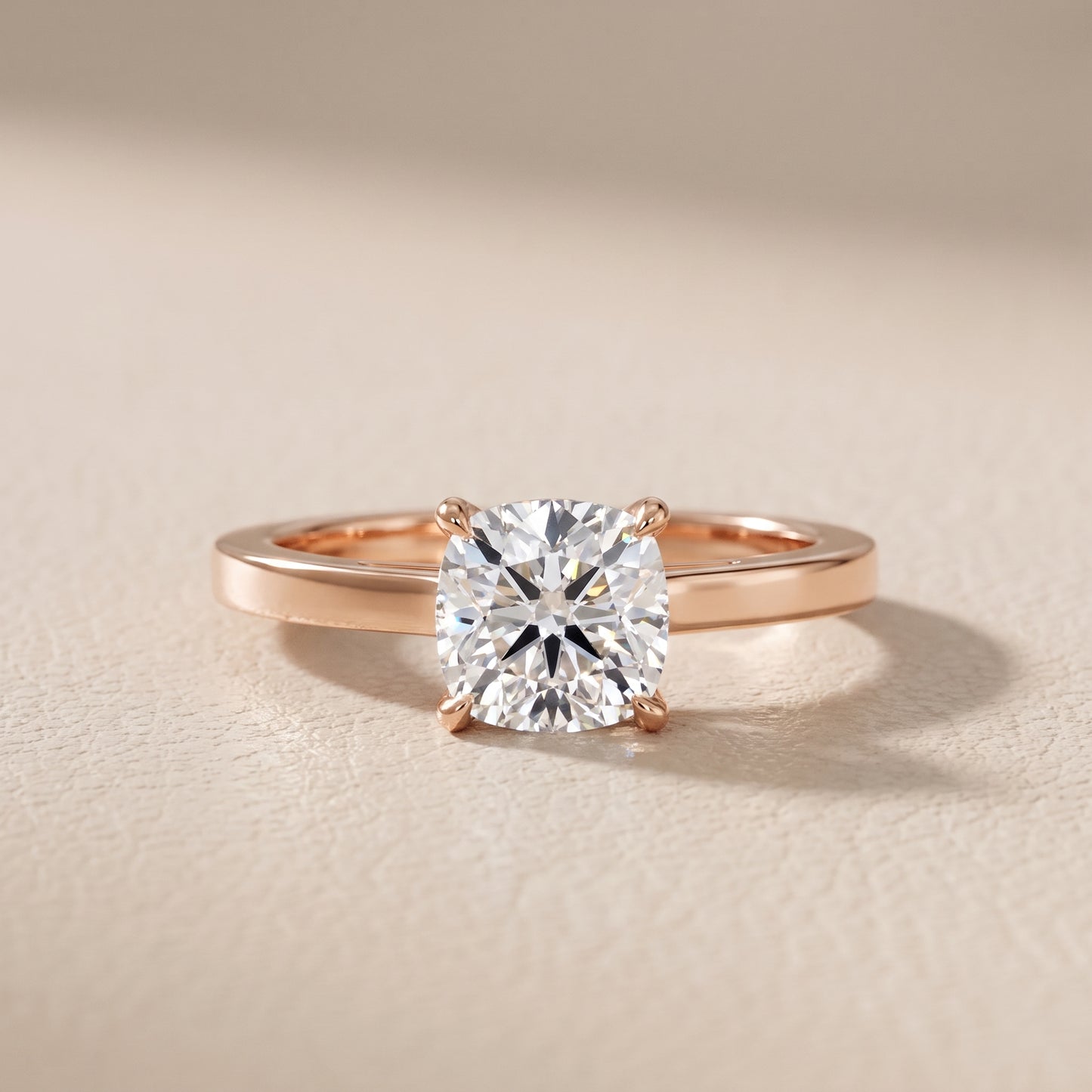 Kaia Solitaire Cushion Diamond Ring in Rose Gold - front.jpg