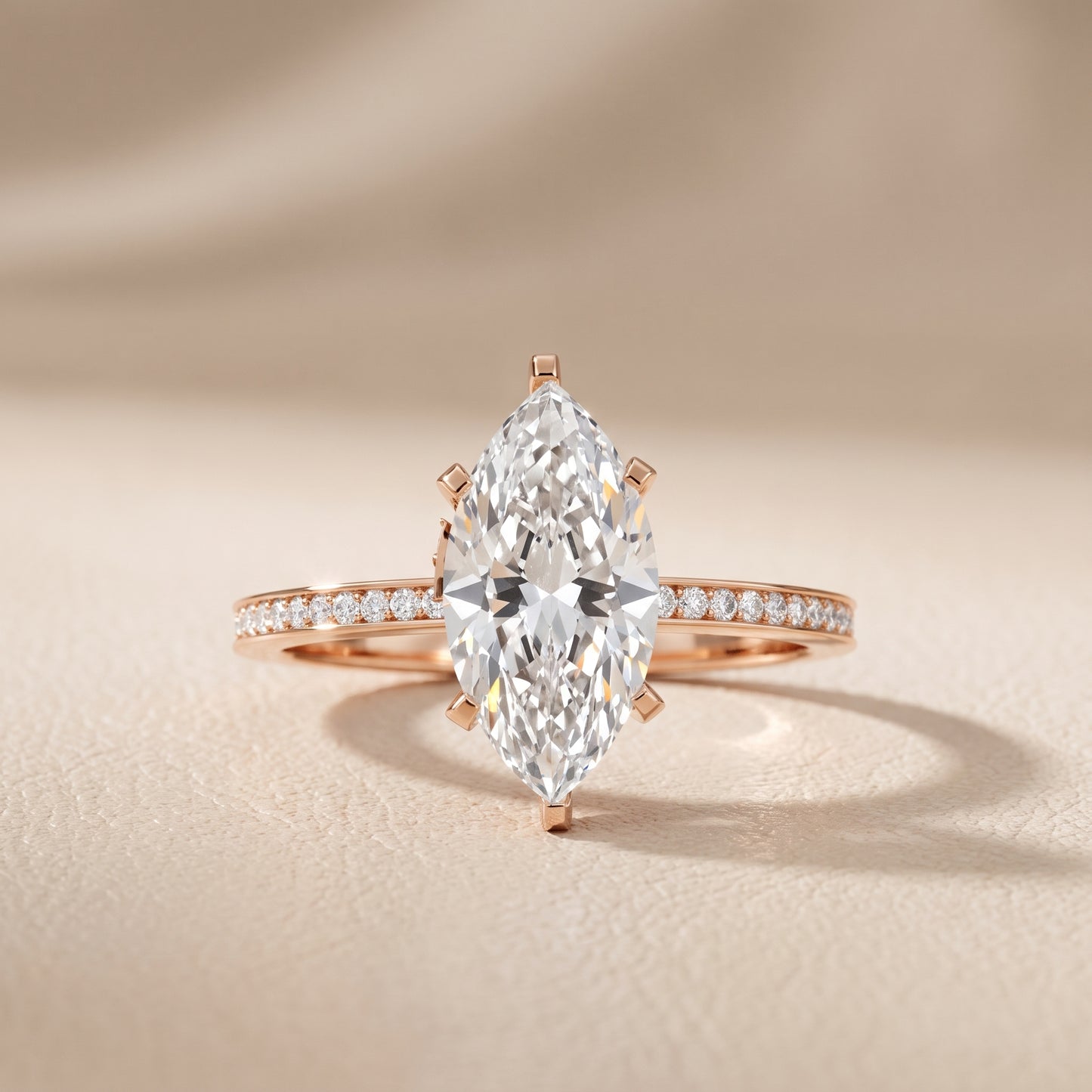 Naia Hidden Halo Marquise Diamond Ring in Rose Gold - front.jpg