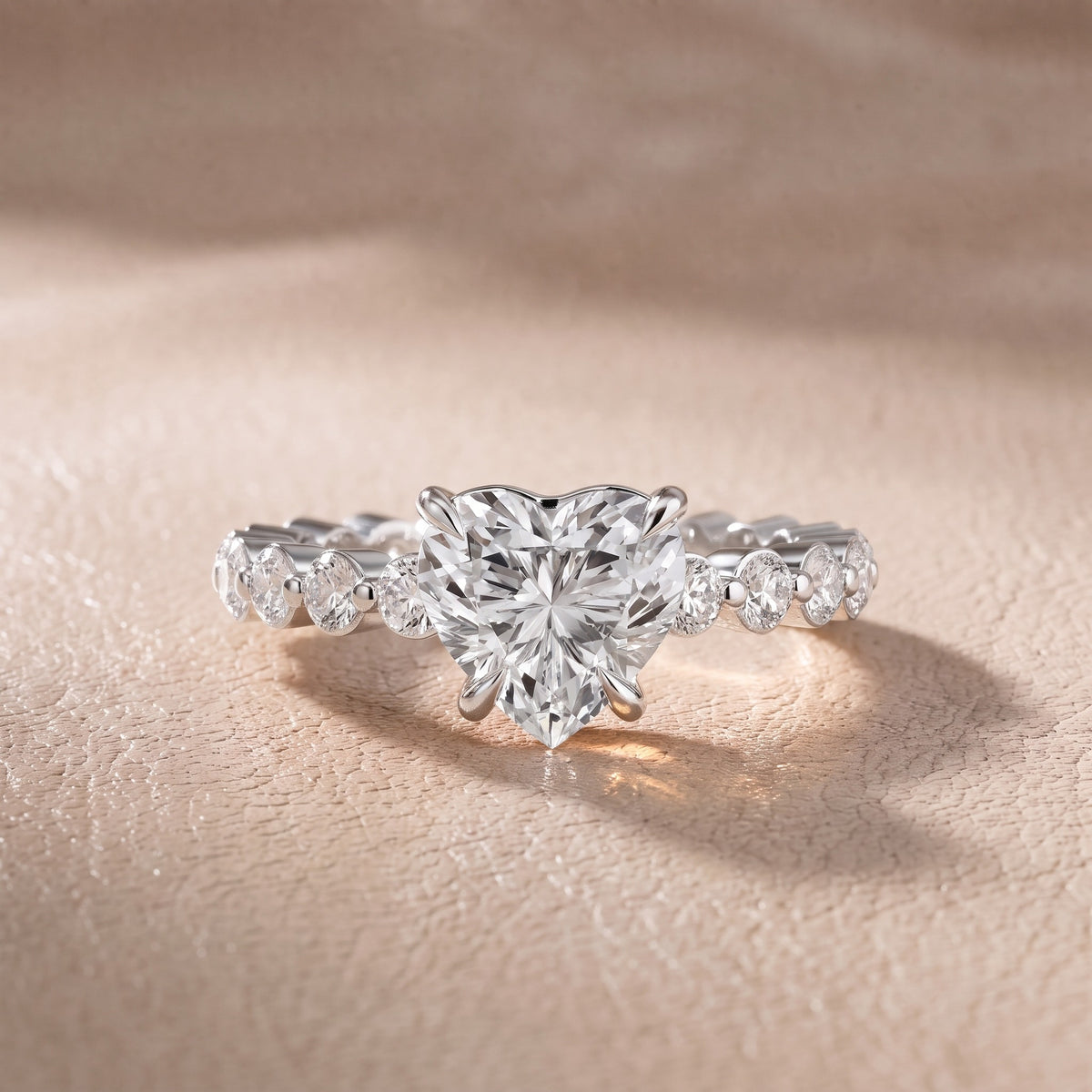 Bridget Sidestone Heart Diamond Engagement Ring in Platinum - front.jpg