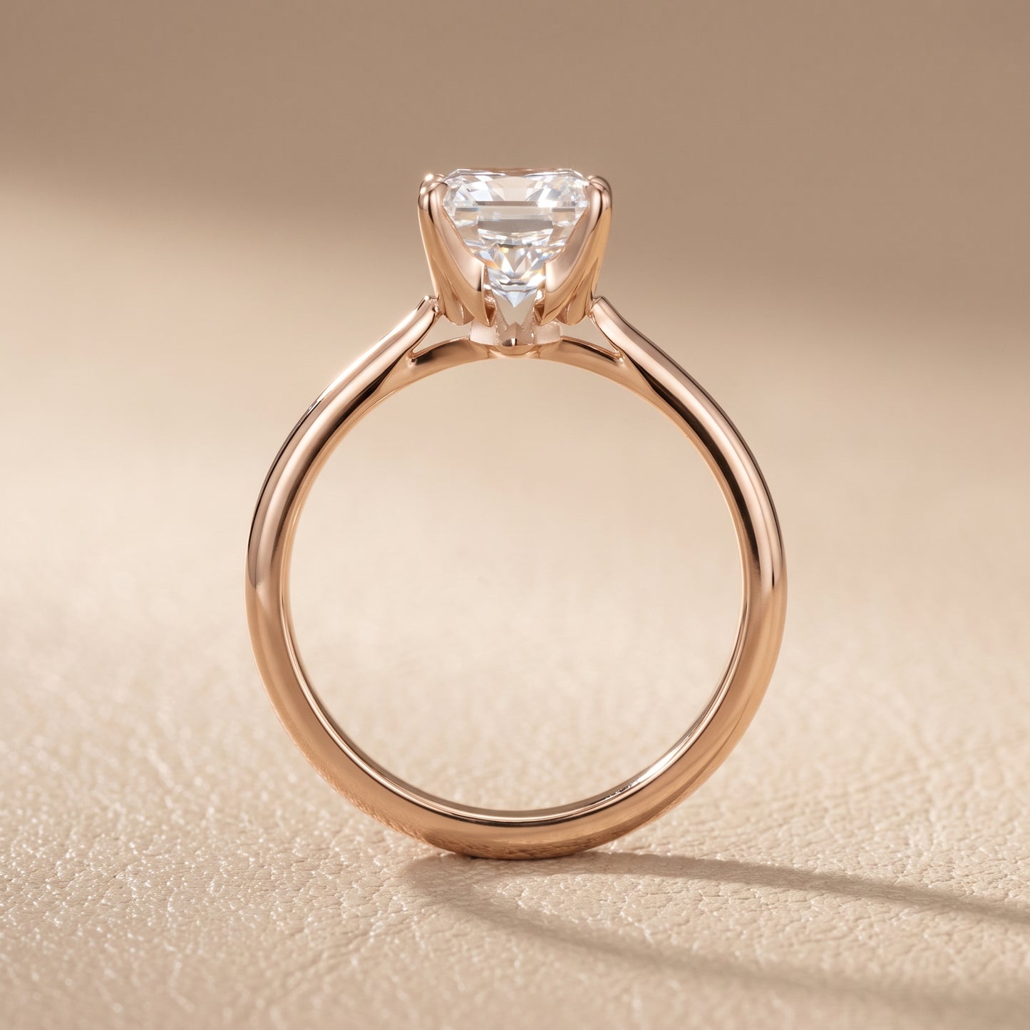 Evie Solitaire Six-Prong Radiant Diamond Engagement Ring in Rose Gold - front.jpg