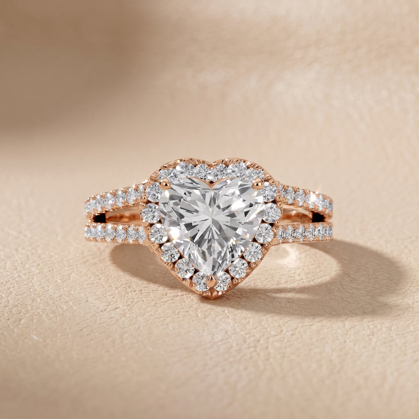 Kira Halo Split Shank Heart Diamond Engagement Ring in Rose Gold - front.jpg