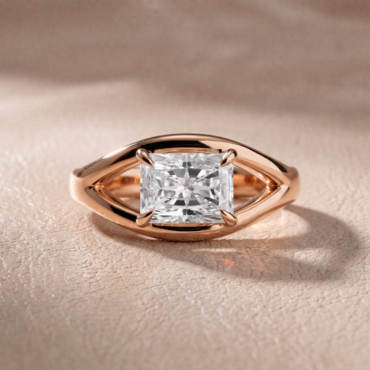 Madeleine Split Shank Radiant Diamond Engagement Ring in Rose Gold - front.jpg