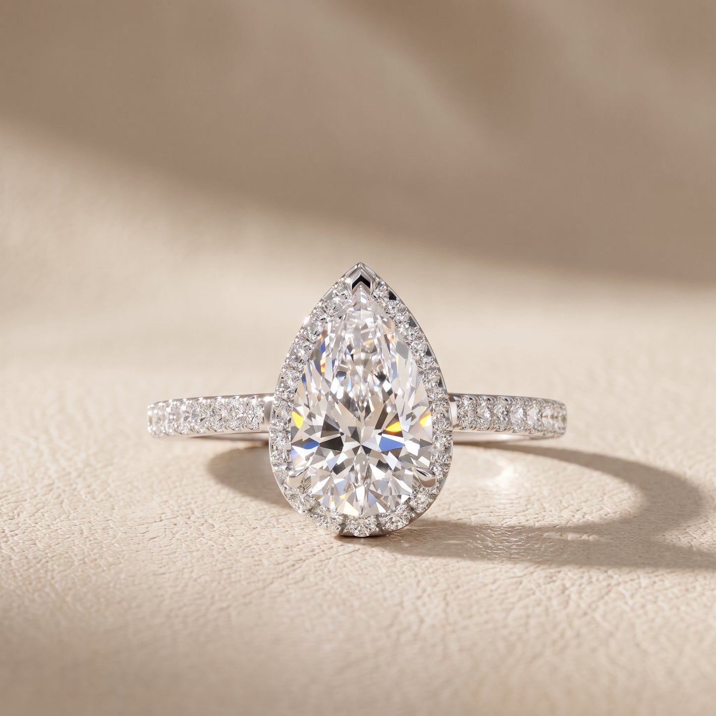 Willa Halo Micropavé Pear Diamond Engagement Ring in Silver - front.jpg