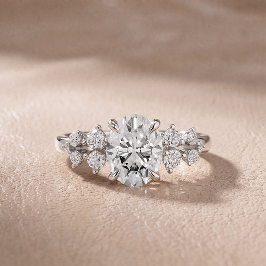 Mirabelle Cluster Oval Diamond Engagement Ring in White Gold - front.jpg