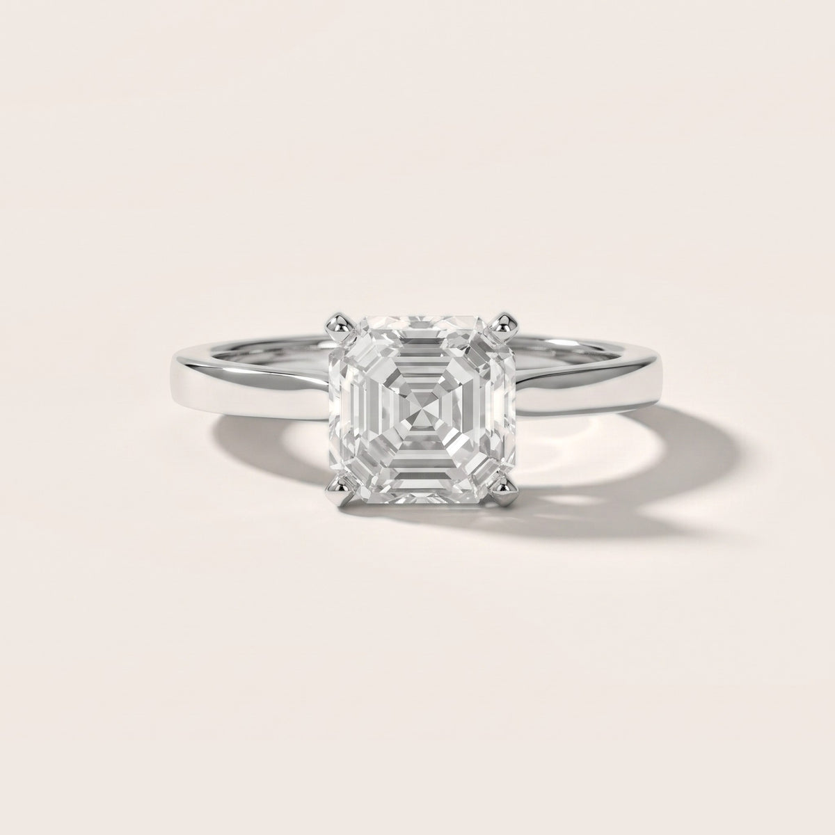 Cicely Solitaire Cathedral Asscher Diamond Engagement Ring in Platinum - front.jpg