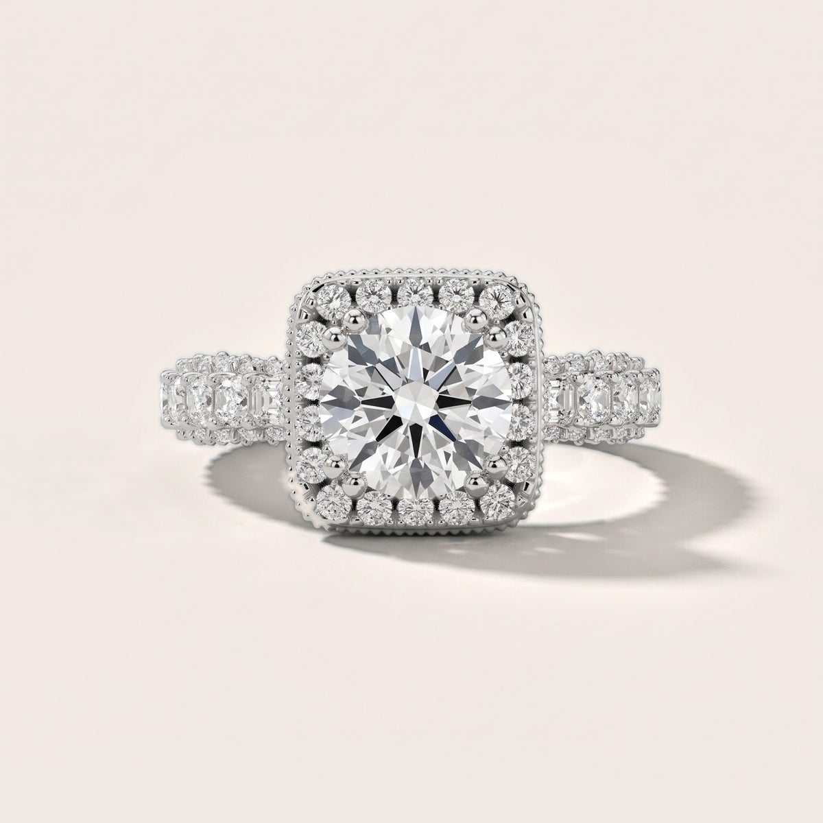 Marfa Milgrain Halo Round Diamond Engagement Ring in Silver - front.jpg
