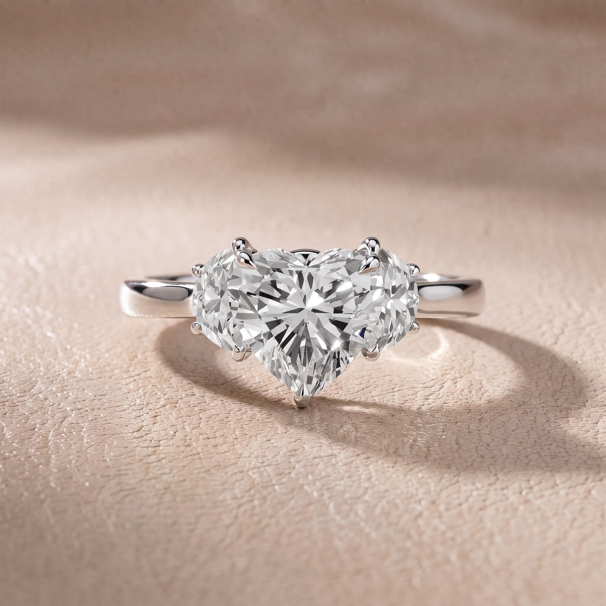 Romy Three-Stone Heart Diamond Engagement Ring in Silver - front.jpg