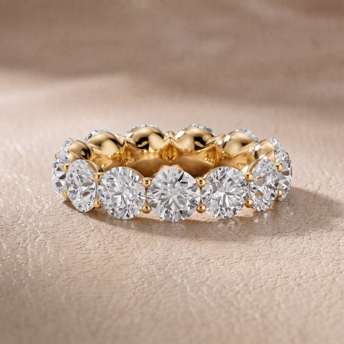 Theodora Claw Prong Round Diamond Eternity Band in Yellow Gold - front.jpg