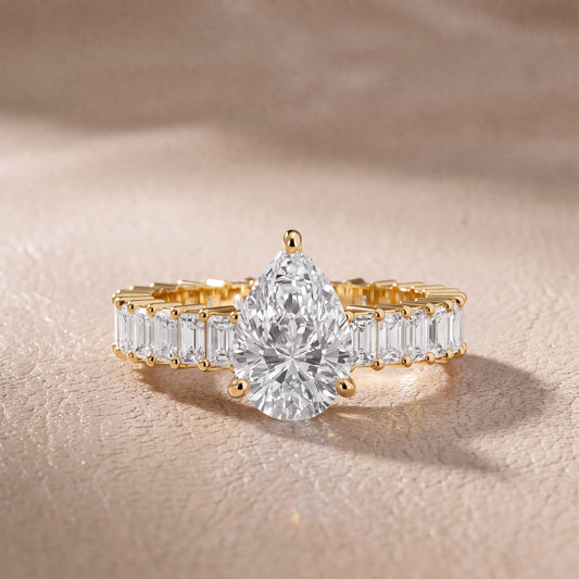 Mallory Shared Prong Pear Diamond Engagement Ring in Yellow Gold - front.jpg