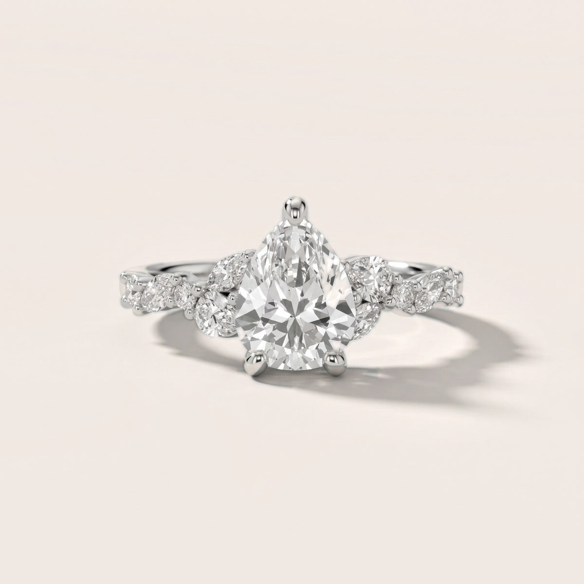 Mesa Vine Cluster Pear Diamond Engagement Ring in Silver - front.jpg
