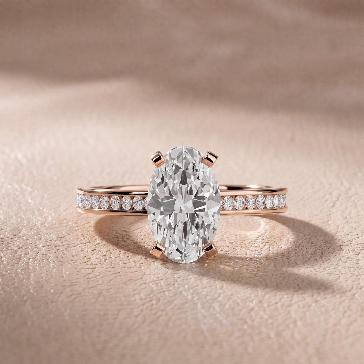 Tessa Solitaire Channel Set Oval Diamond Engagement Ring in Rose Gold - front.jpg