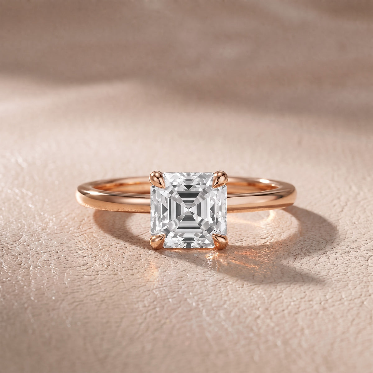 Nella Petite Solitaire Asscher Diamond Engagement Ring in Rose Gold - front.jpg