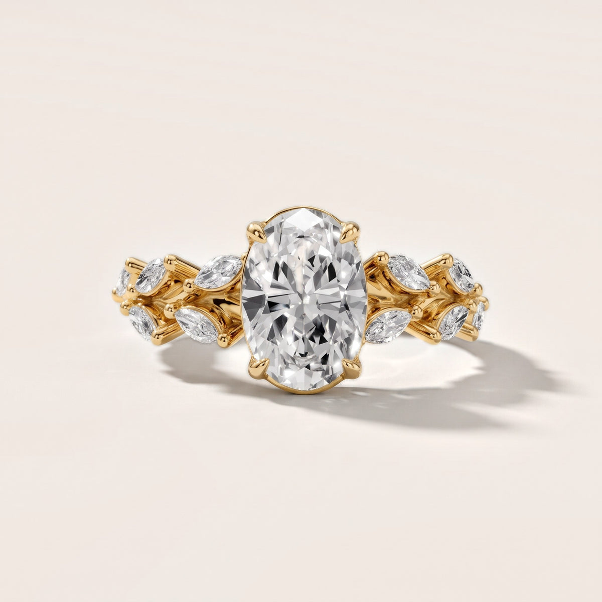 Maureen Leaf Garland Oval Diamond Engagement Ring in Yellow Gold - front.jpg