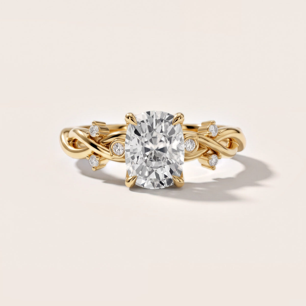Vashon Vine Twist Cushion Diamond Engagement Ring in Yellow Gold - front.jpg