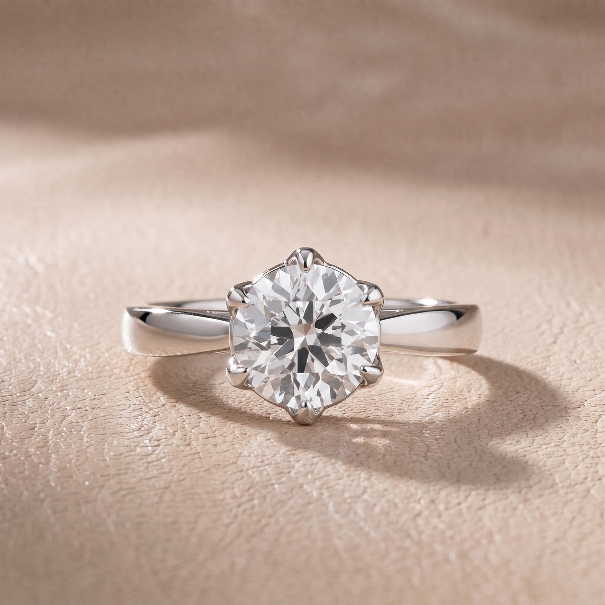 Lucia Solitaire Six-Prong Round Diamond Engagement Ring in Platinum - front.jpg