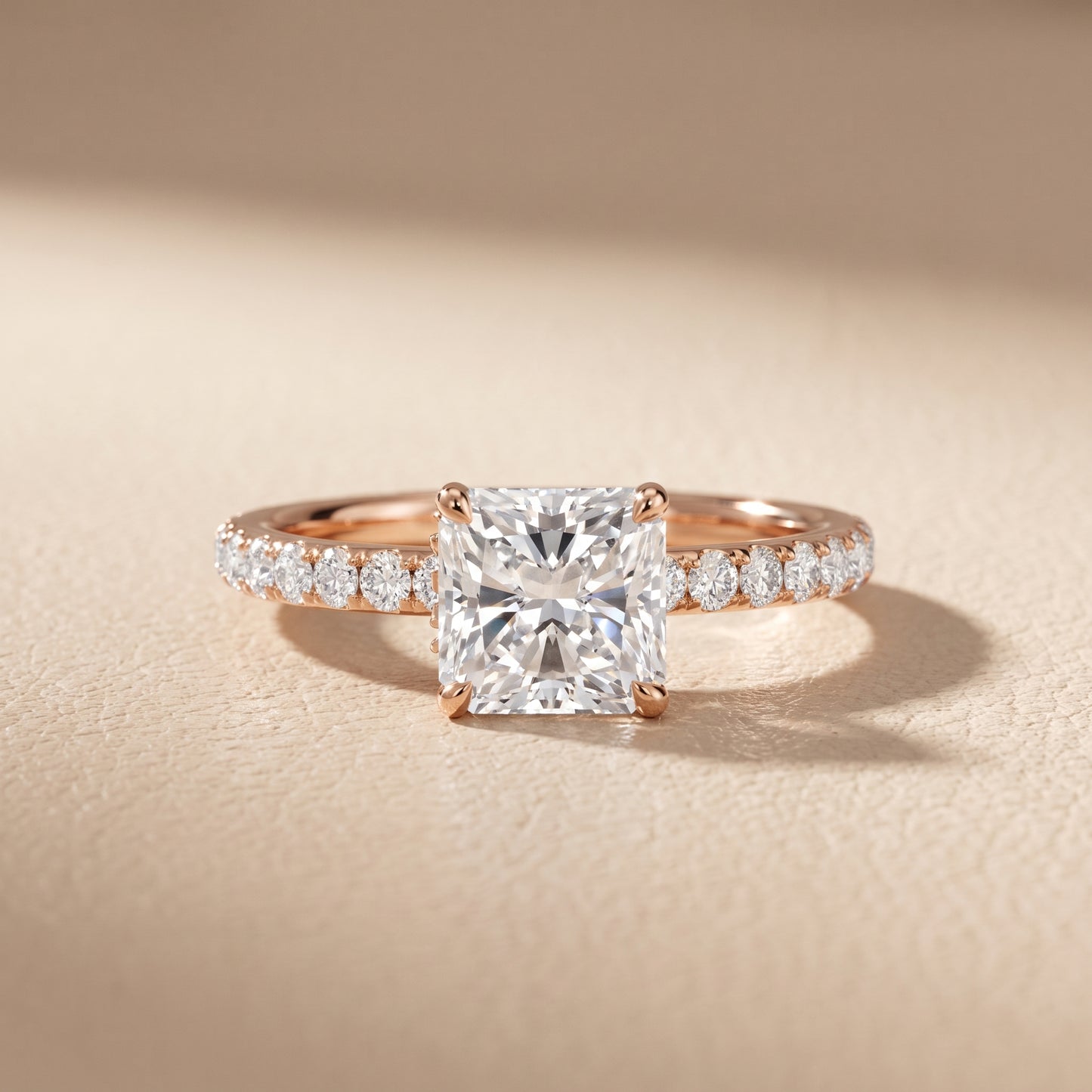Thea Hidden Halo Pavé Radiant Diamond Engagement Ring in Rose Gold - front.jpg