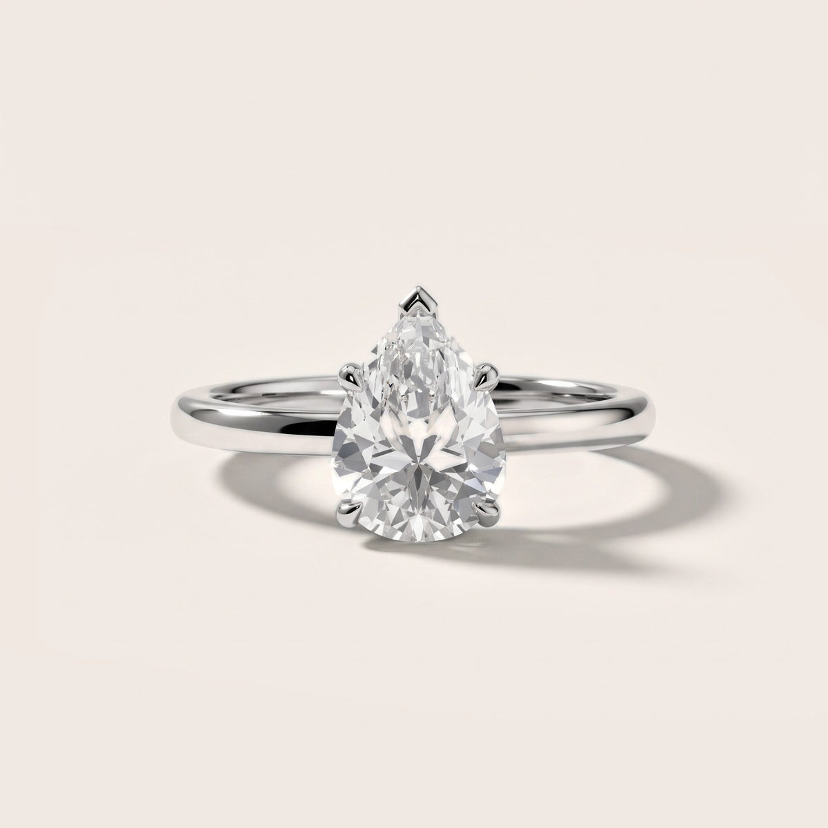 Susan Solitaire Pear Diamond Engagement Ring in Silver - front.jpg