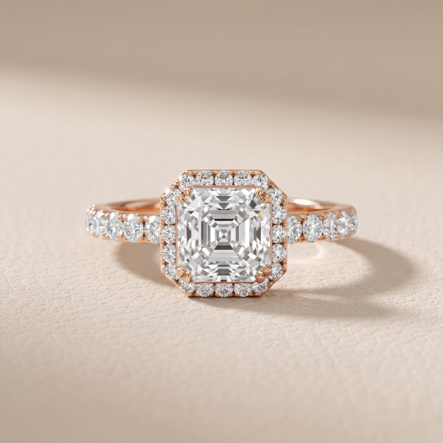 Chloe Halo Pavé Asscher Diamond Ring in Rose Gold - front.jpg