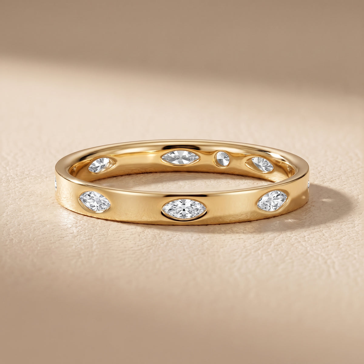 Sloane Bezel Marquise & Round Diamond Eternity Band in Yellow Gold - front.jpg