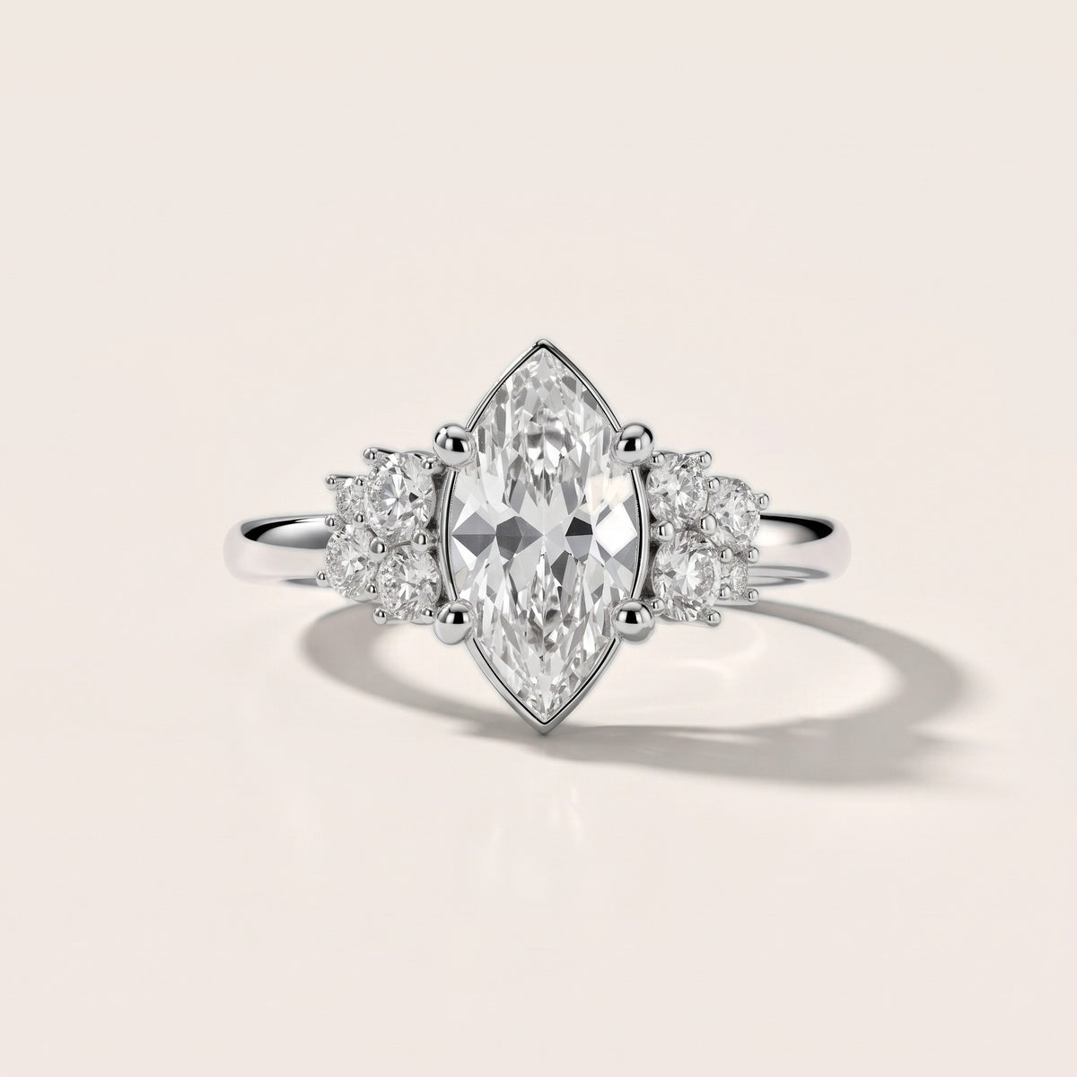 Hannah Cluster Marquise Diamond Engagement Ring in Silver - front.jpg