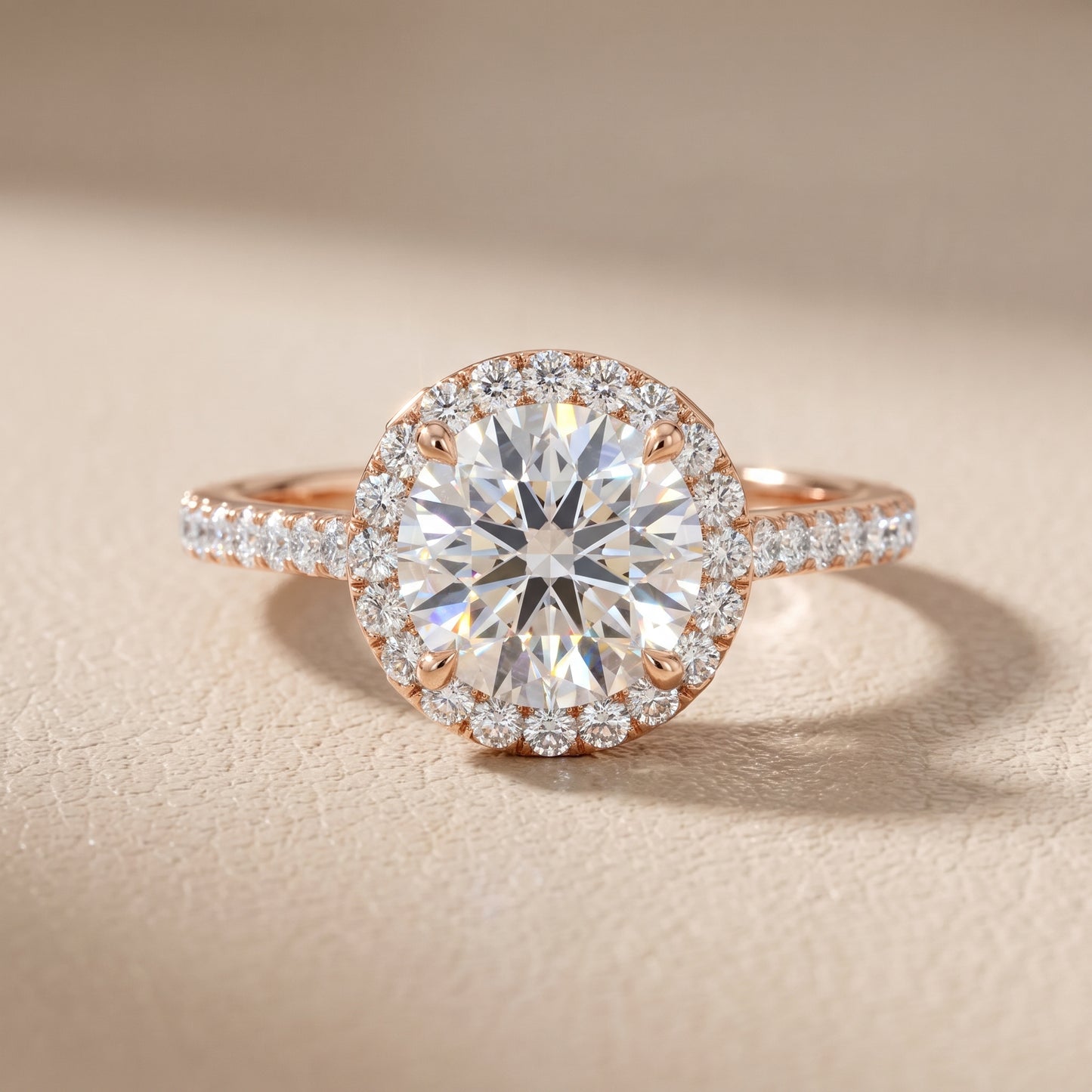 Alma Halo Pavé Round Diamond Ring in Rose Gold - front.jpg