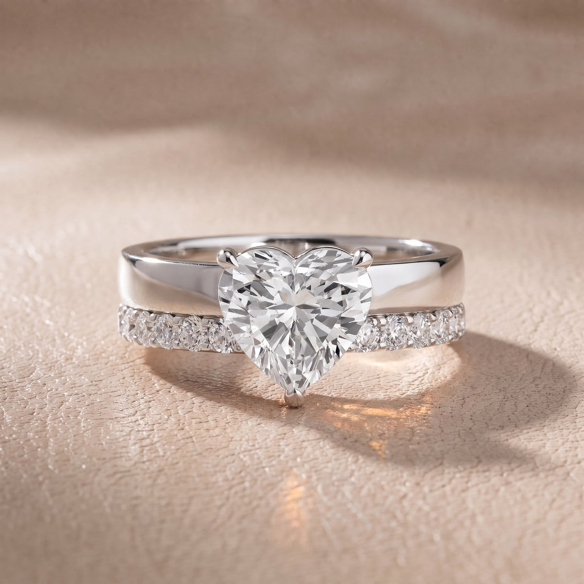 Josephine Split Shank Pavé Heart Diamond Engagement Ring in Silver - front.jpg