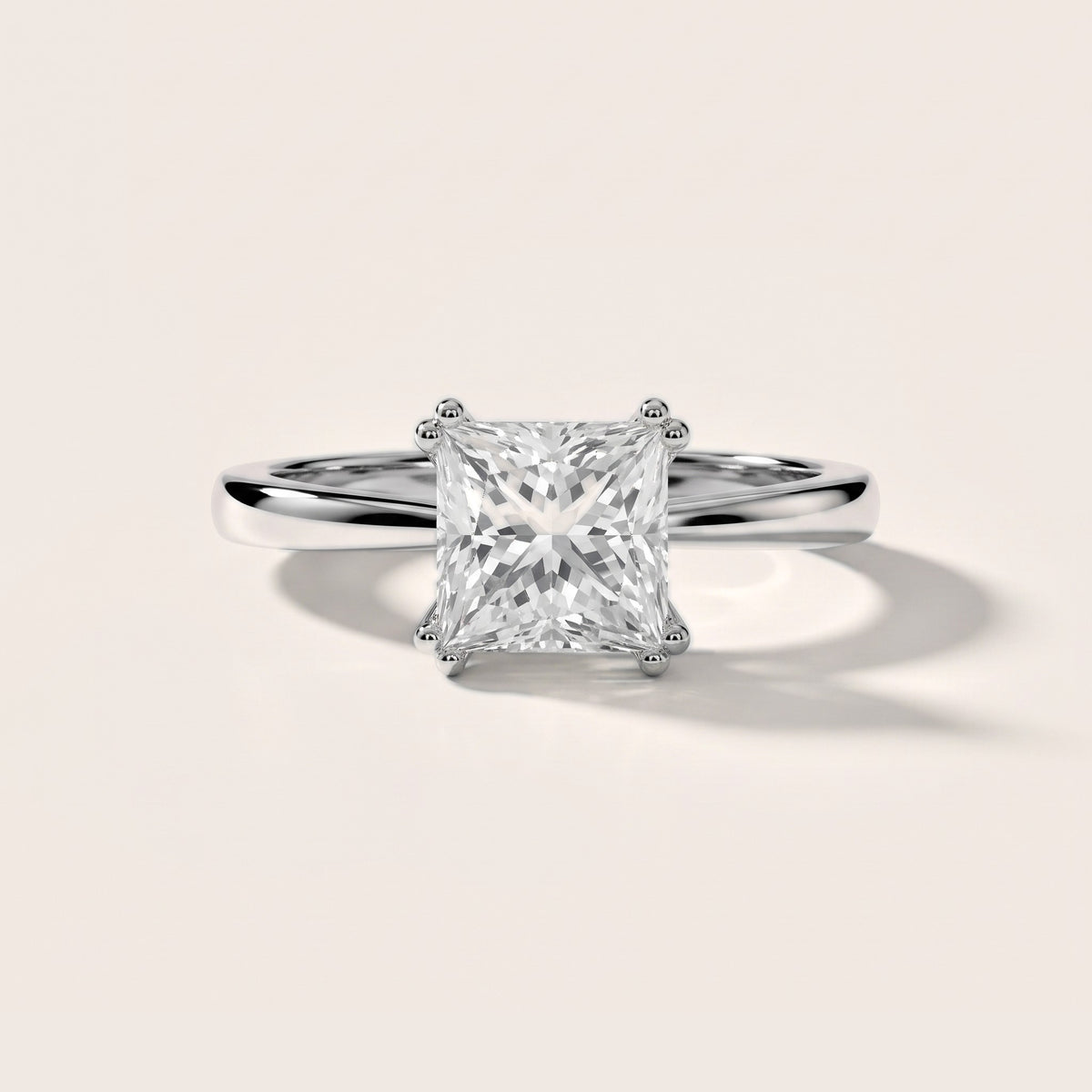 Lorelei Solitaire Princess Diamond Engagement Ring in White Gold - front.jpg