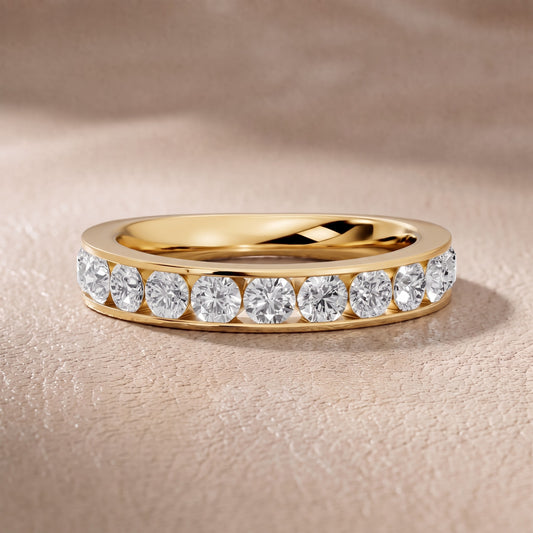 Oriana Channel Set Round Diamond Half Eternity Band in Yellow Gold - front.jpg
