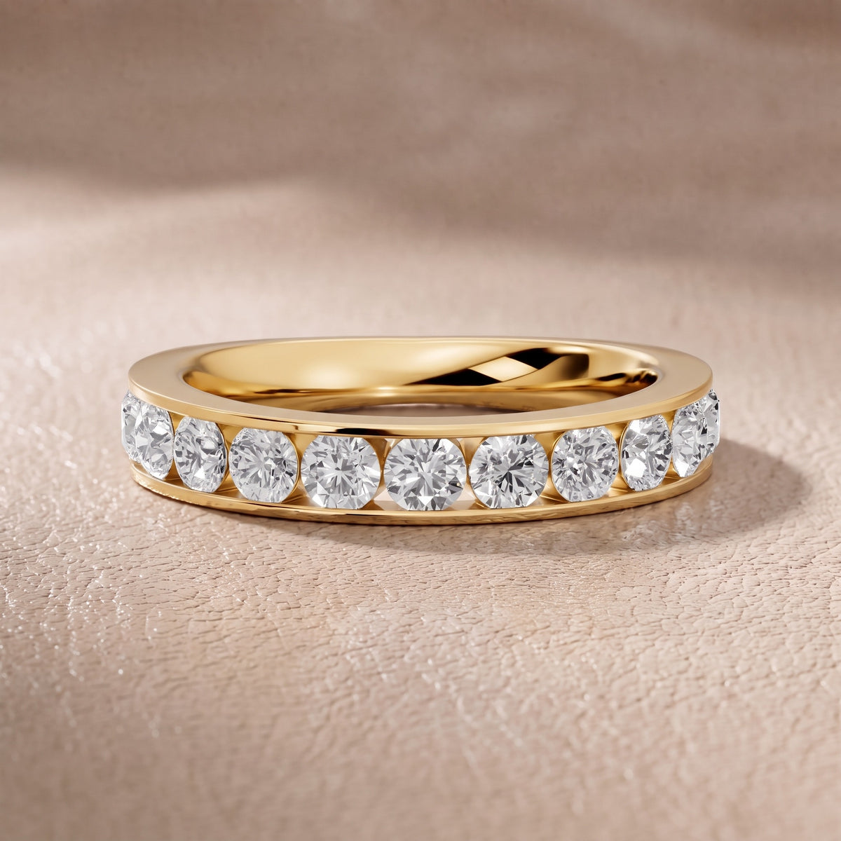 Oriana Channel Set Round Diamond Half Eternity Band in Yellow Gold - front.jpg