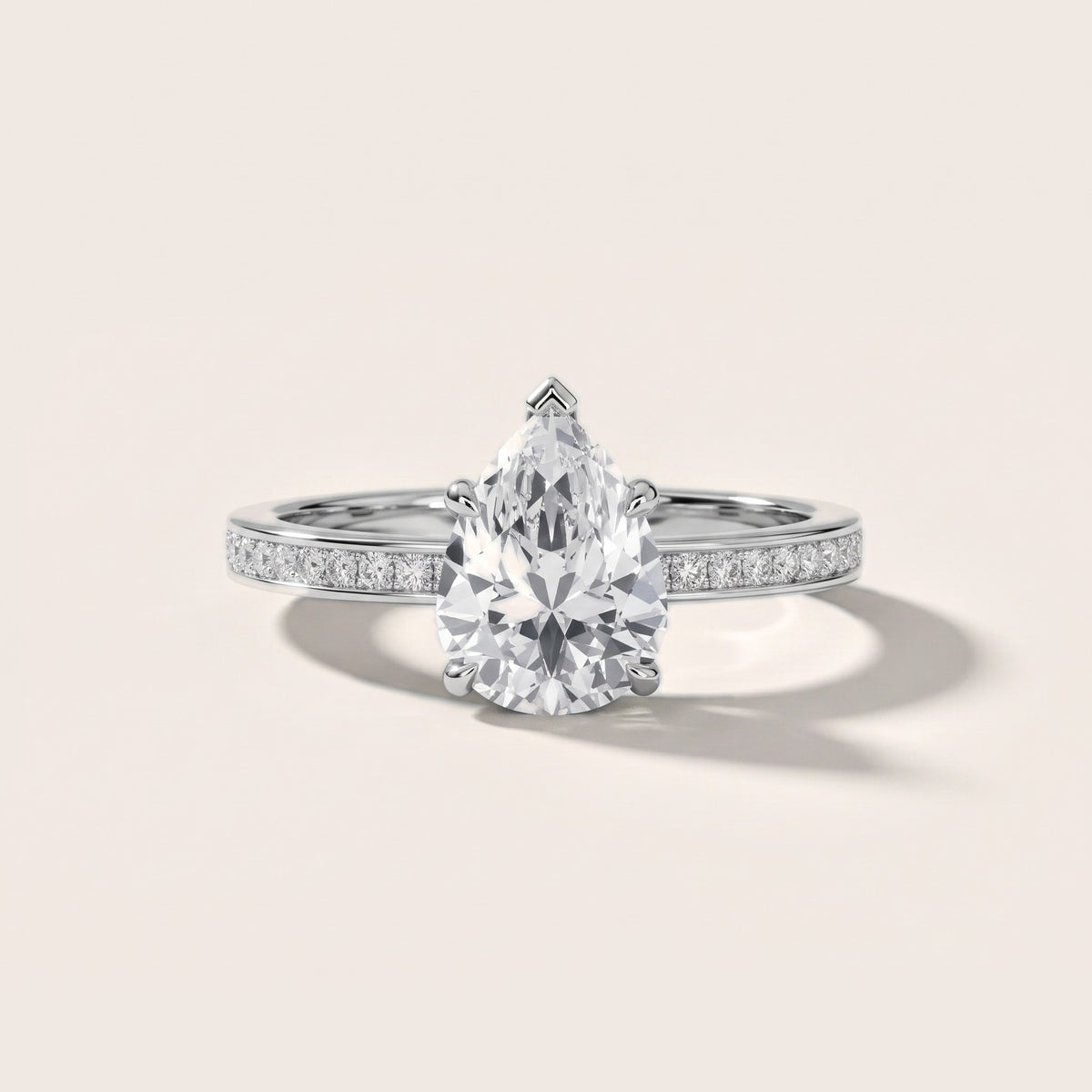 Freja Channel Set Pear Diamond Engagement Ring in White Gold - front.jpg