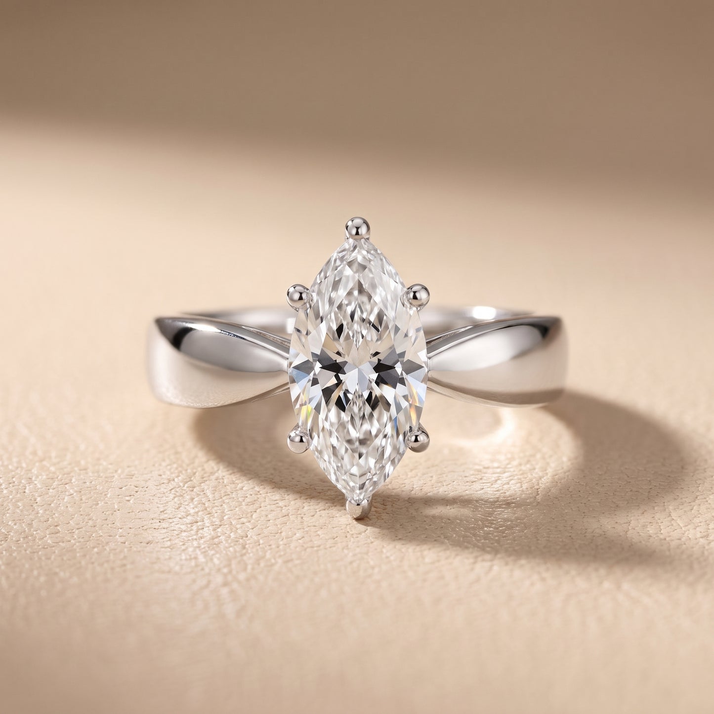 Talia Solitaire Twist Marquise Diamond Engagement Ring in Silver - front.jpg