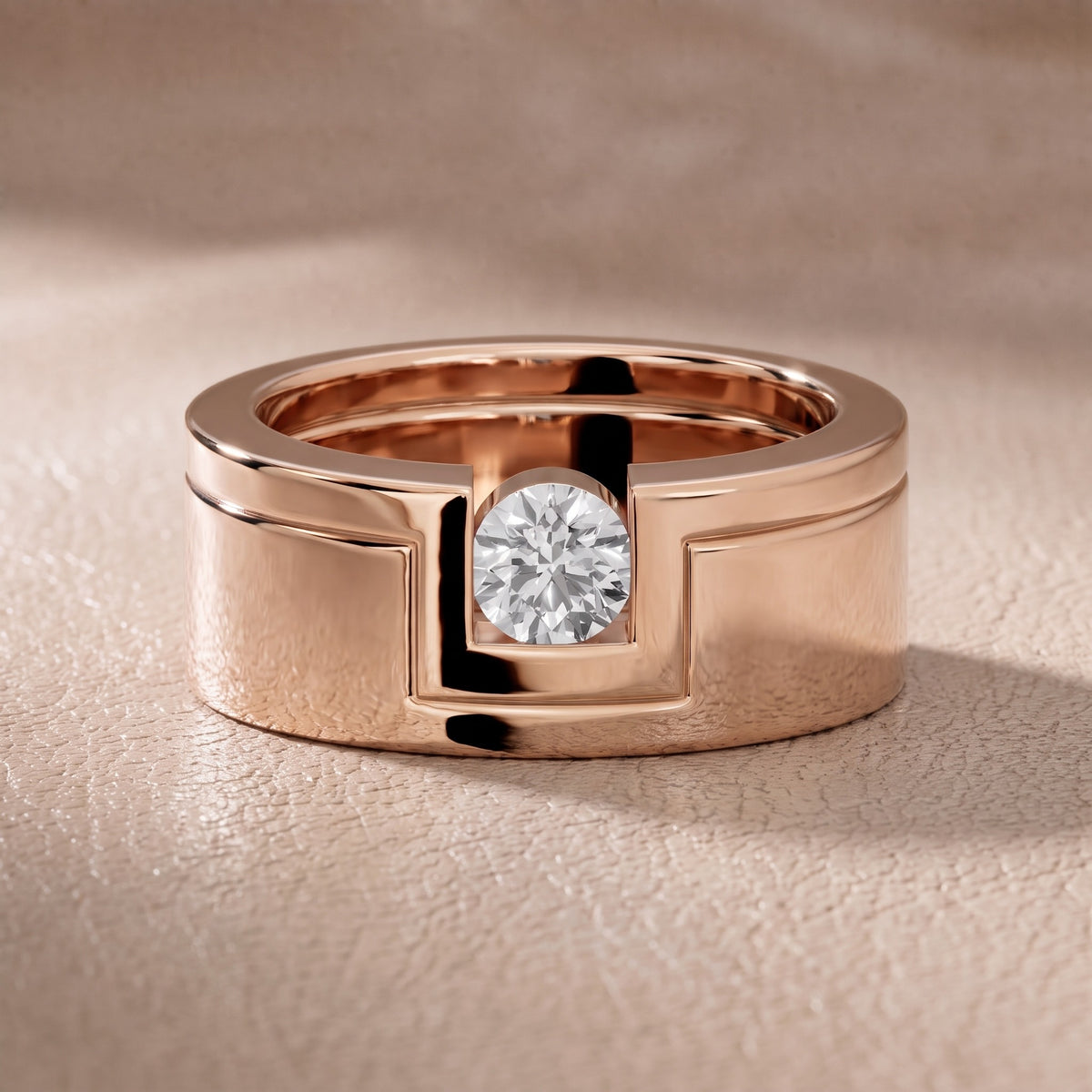 Georgina Bezel Round Diamond Wedding Band in Rose Gold - front.jpg