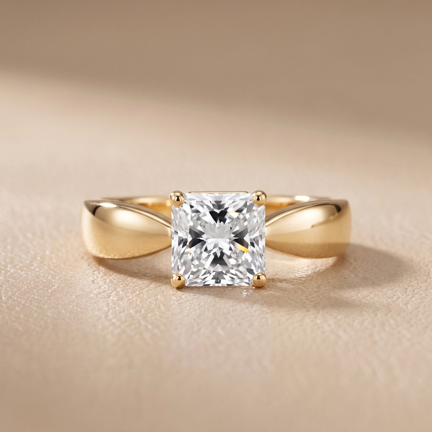 Talia Solitaire Twist Radiant Diamond Engagement Ring in Yellow Gold - front.jpg