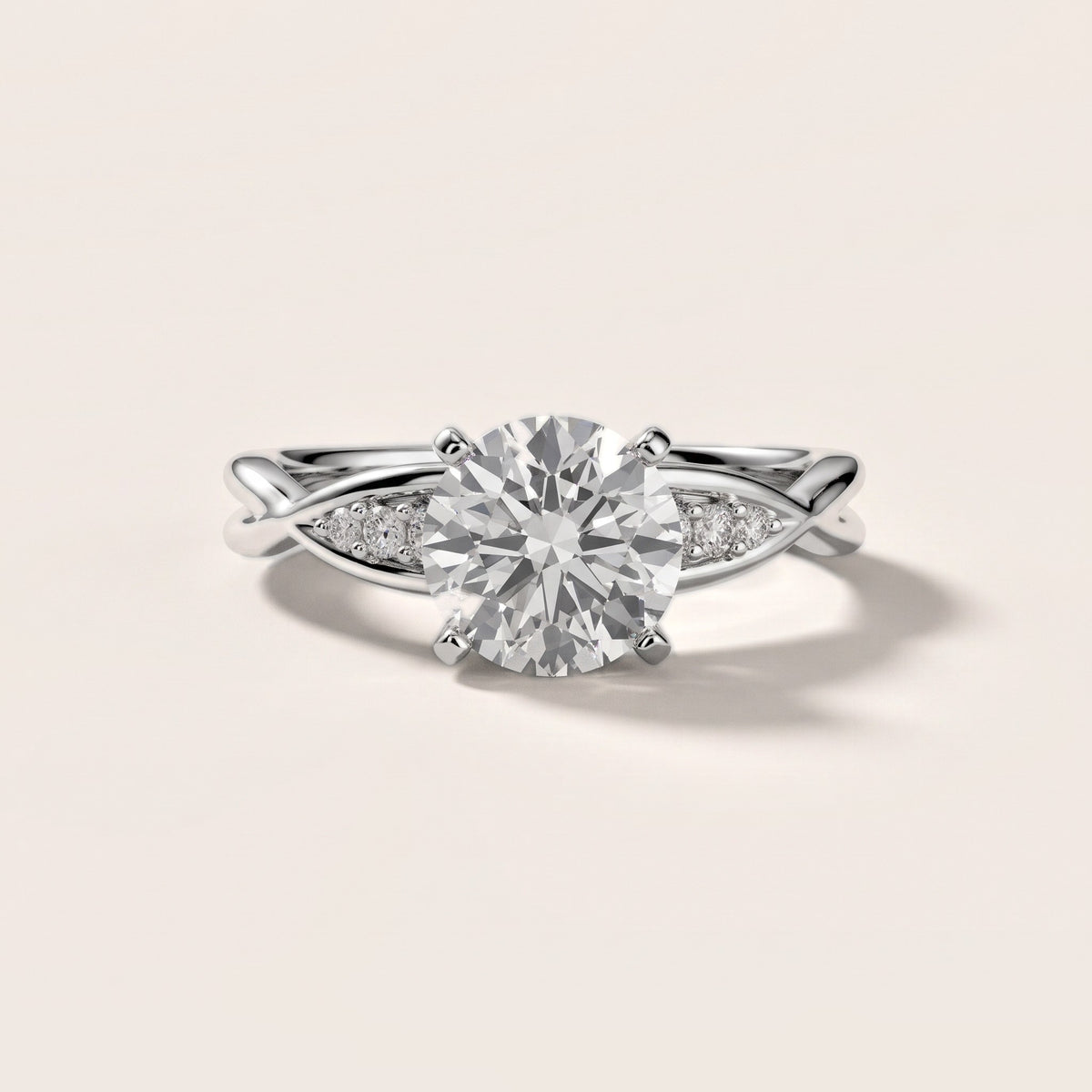 Stefania Twist Round Diamond Engagement Ring in White Gold - front.jpg