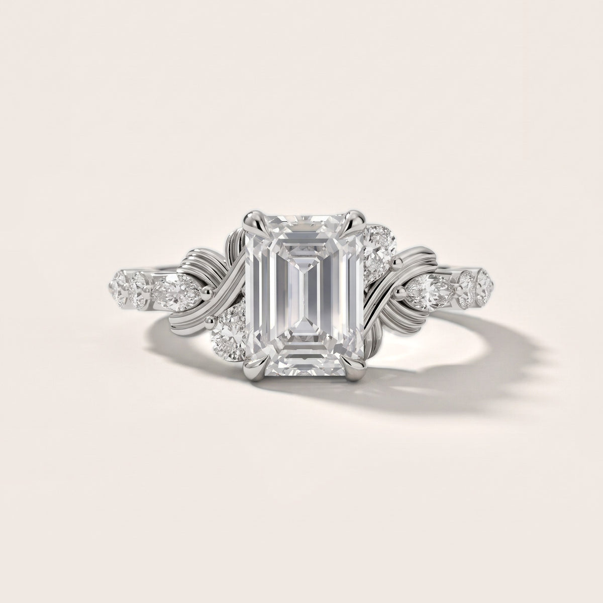 Lanai Marquise-Side Emerald Diamond Engagement Ring in Platinum - front.jpg