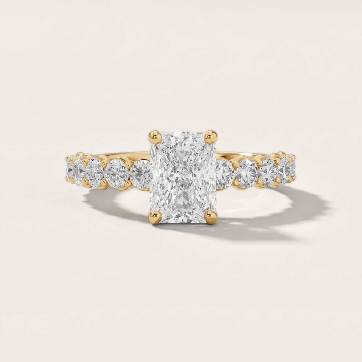 Sterling Statement Pavé Radiant Diamond Engagement Ring in Yellow Gold - front.jpg