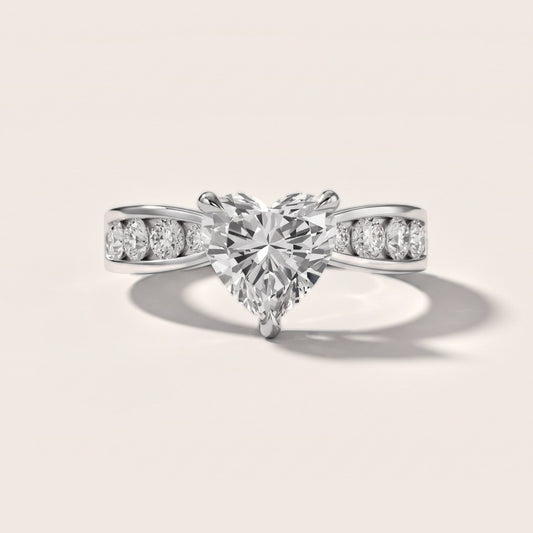 Rosalie Channel Set Sidestone Heart Diamond Engagement Ring in Platinum [studio-20261024]
