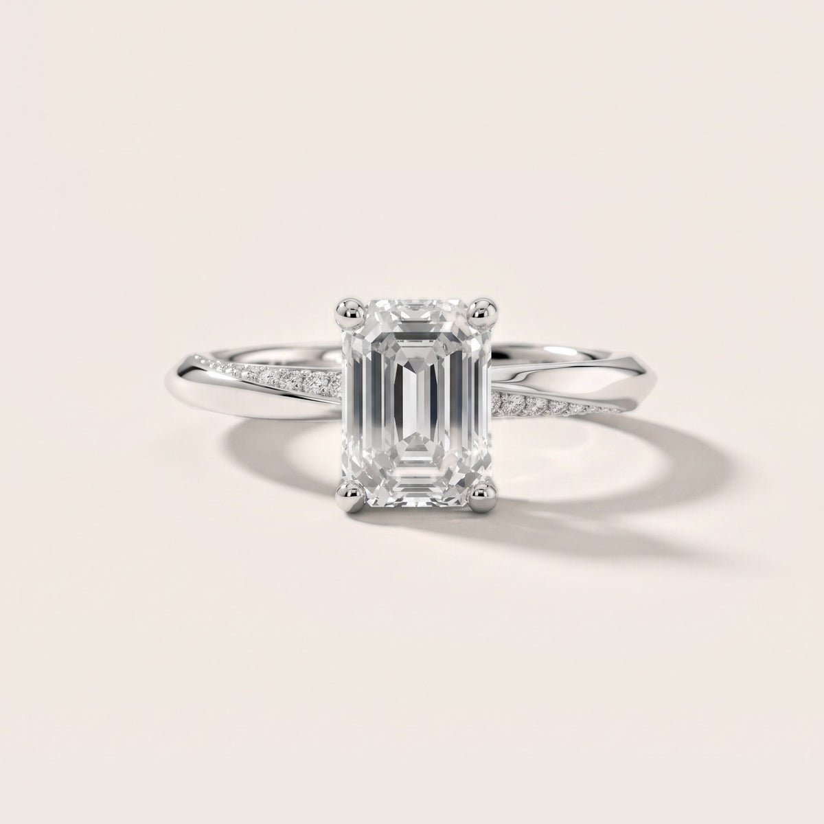 Elisabeth Twist Pavé Emerald Diamond Engagement Ring in White Gold - front.jpg