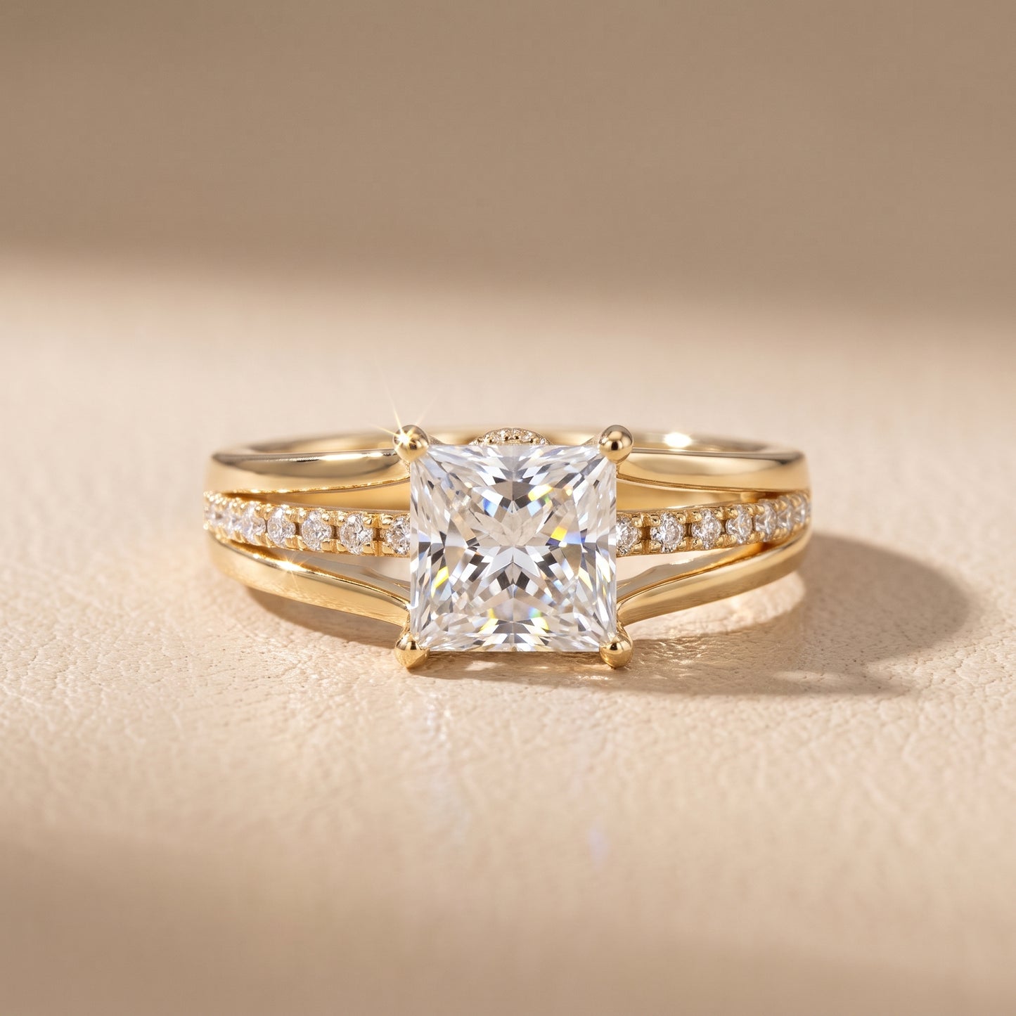 Scarlett Split Shank Pavé Princess Diamond Ring in Yellow Gold - front.jpg