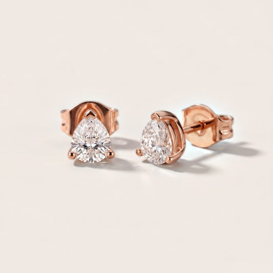 Crystal Drop Pear Diamond Earrings in Rose Gold [studio-20261024]