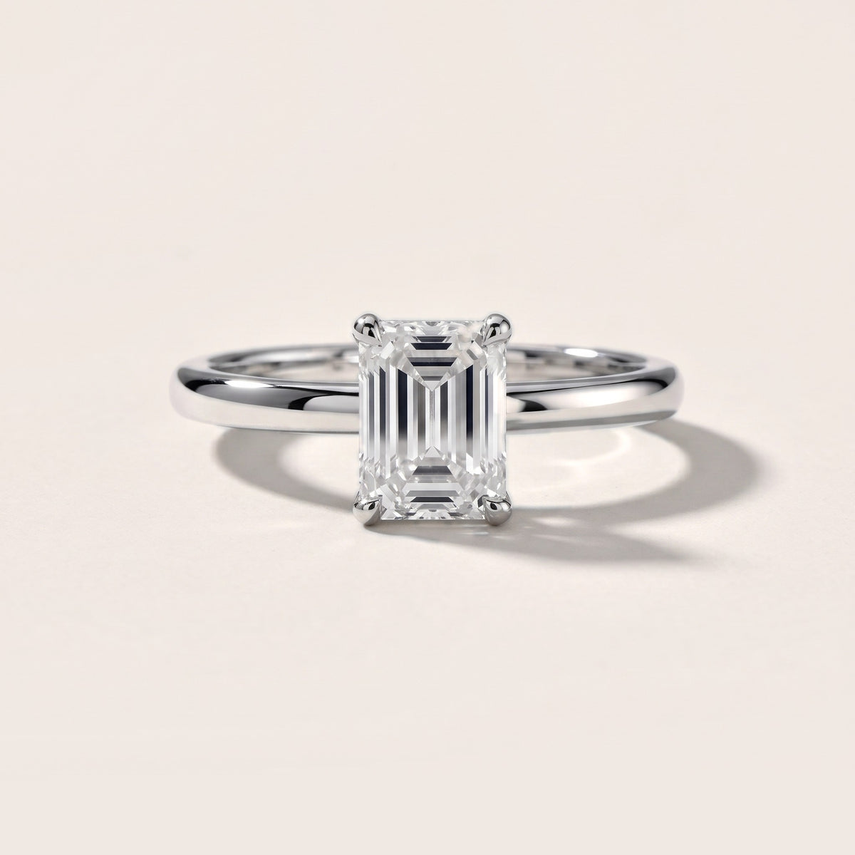 Charlotte Charm Solitaire Emerald Diamond Engagement Ring in White Gold