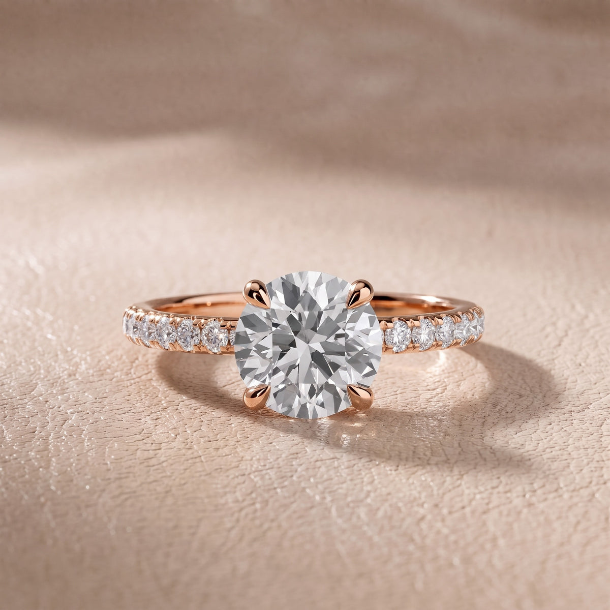 Maya Hidden Halo Pavé Round Diamond Engagement Ring in Rose Gold - front.jpg
