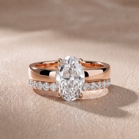 Josephine Split Shank Pavé Oval Diamond Engagement Ring in Rose Gold - front.jpg