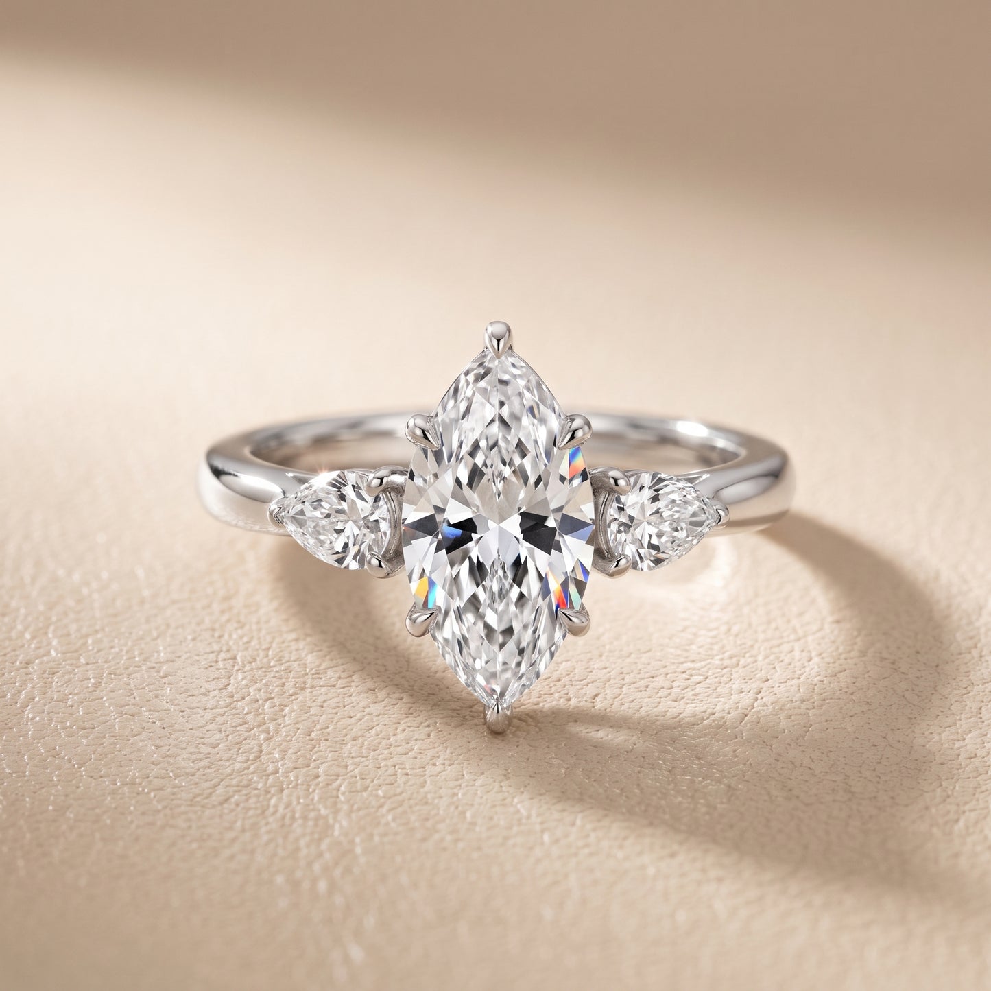 Phoebe Three-Stone Marquise Diamond Ring in Platinum - front.jpg