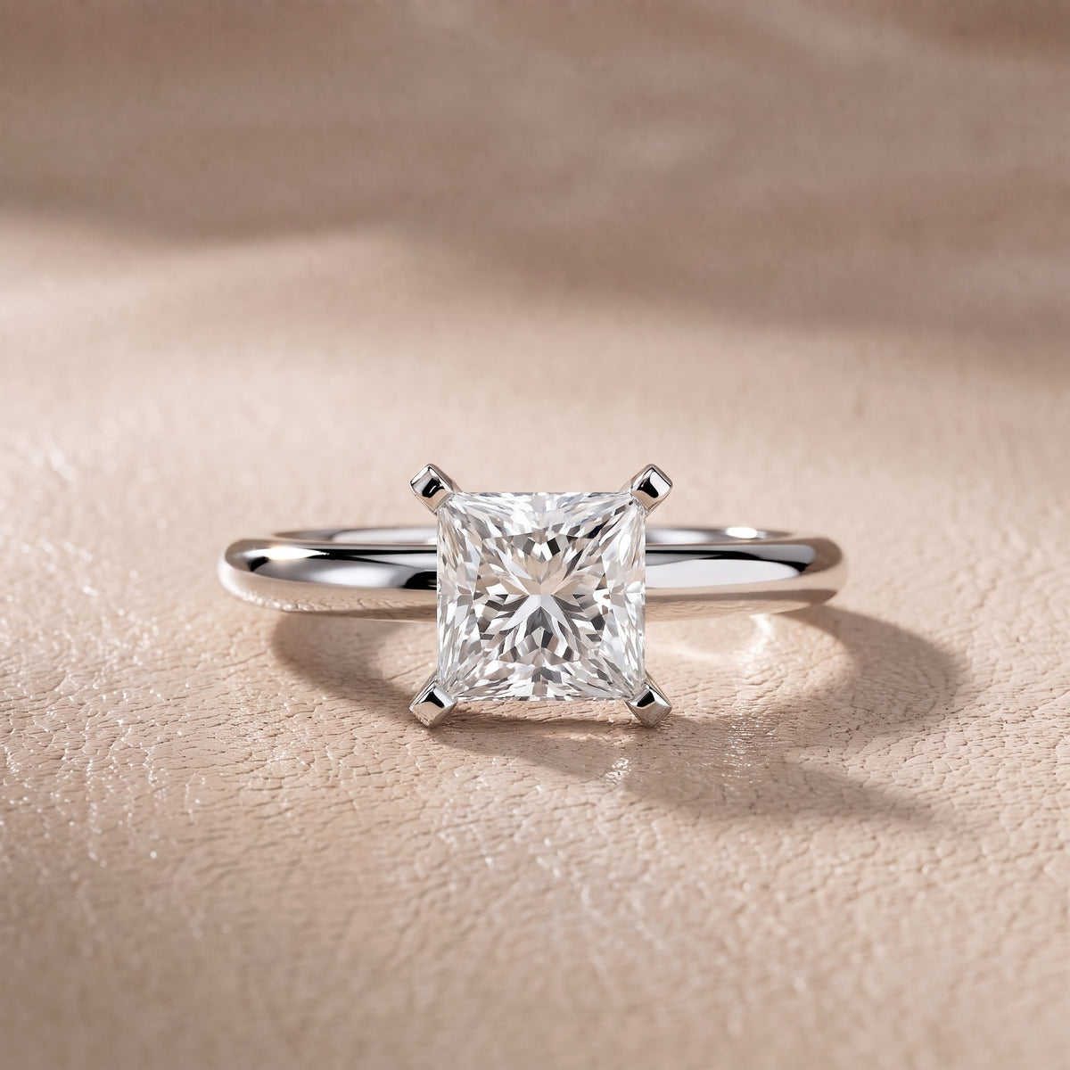 Arabella Six-Prong Solitaire Princess Diamond Engagement Ring in White Gold - front.jpg