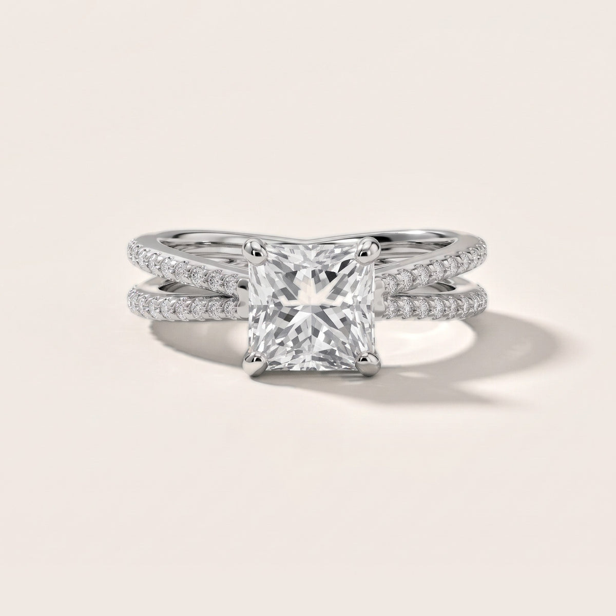 Alana Split Shank Pavé Princess Diamond Engagement Ring in Platinum - front.jpg